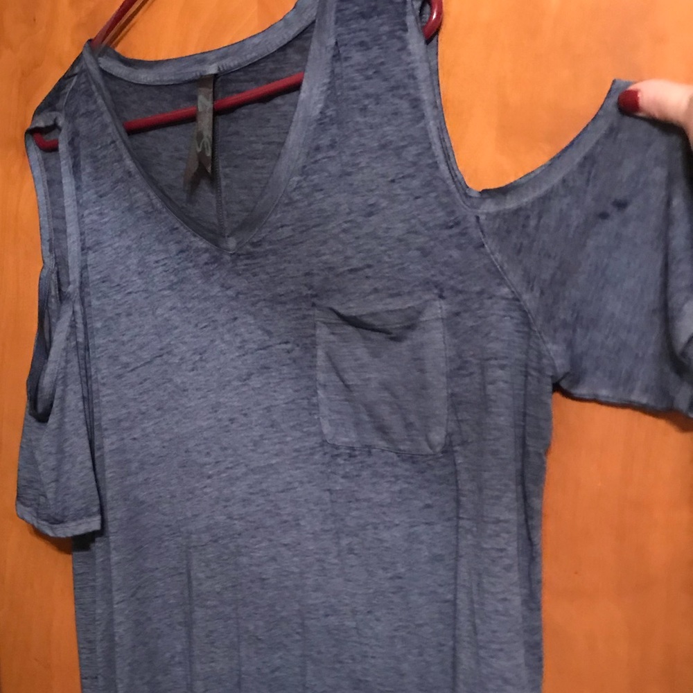Cold Shoulder Heathers Navy T shirt